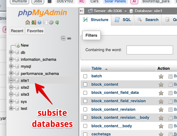 Create the subsite databases