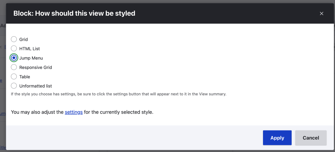 block format selection