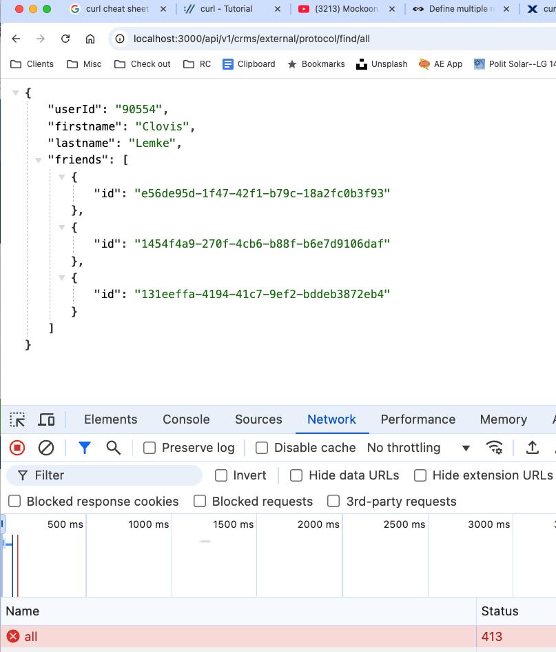 Chrome browser showing JSON output