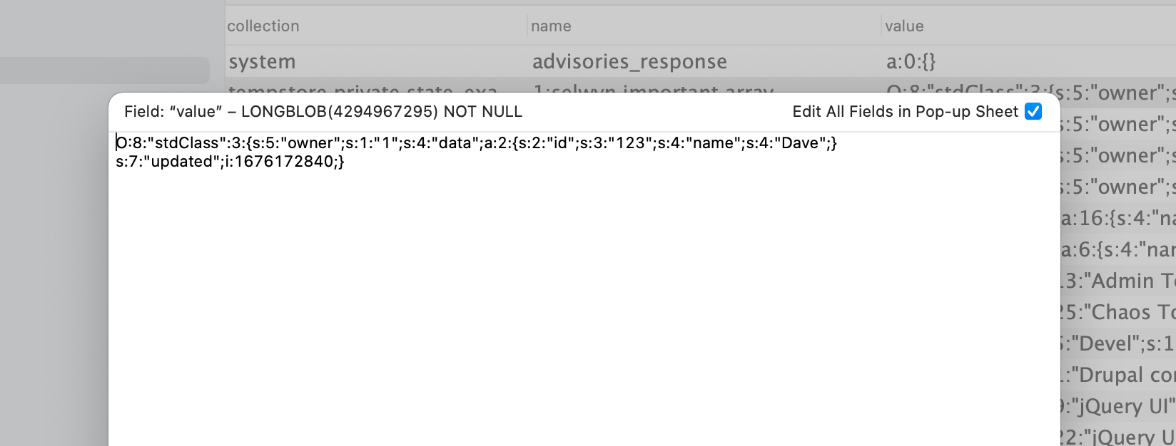 Serialized array in database