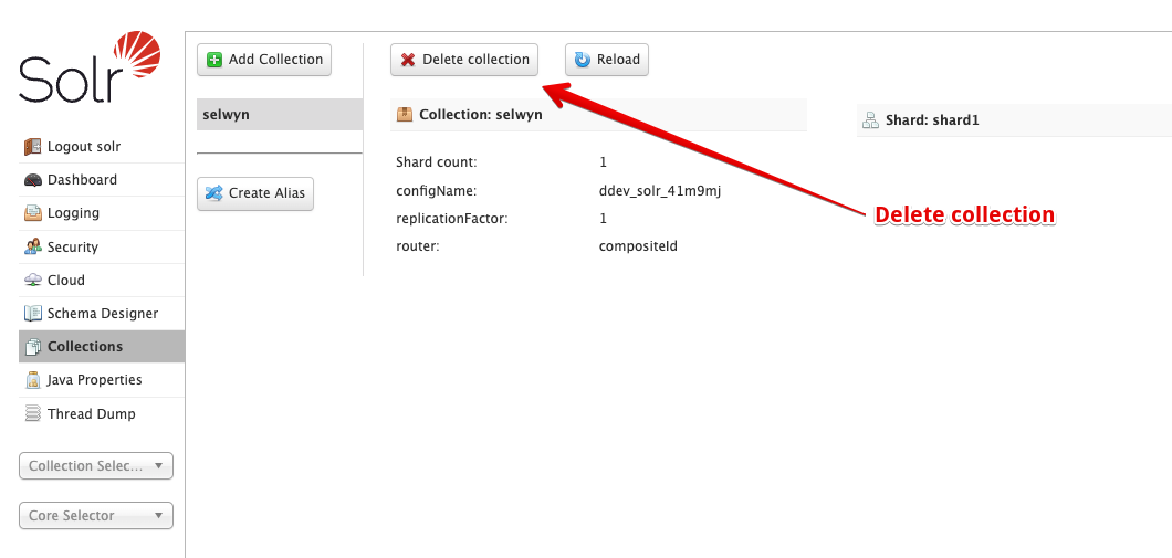 Solr delete collection