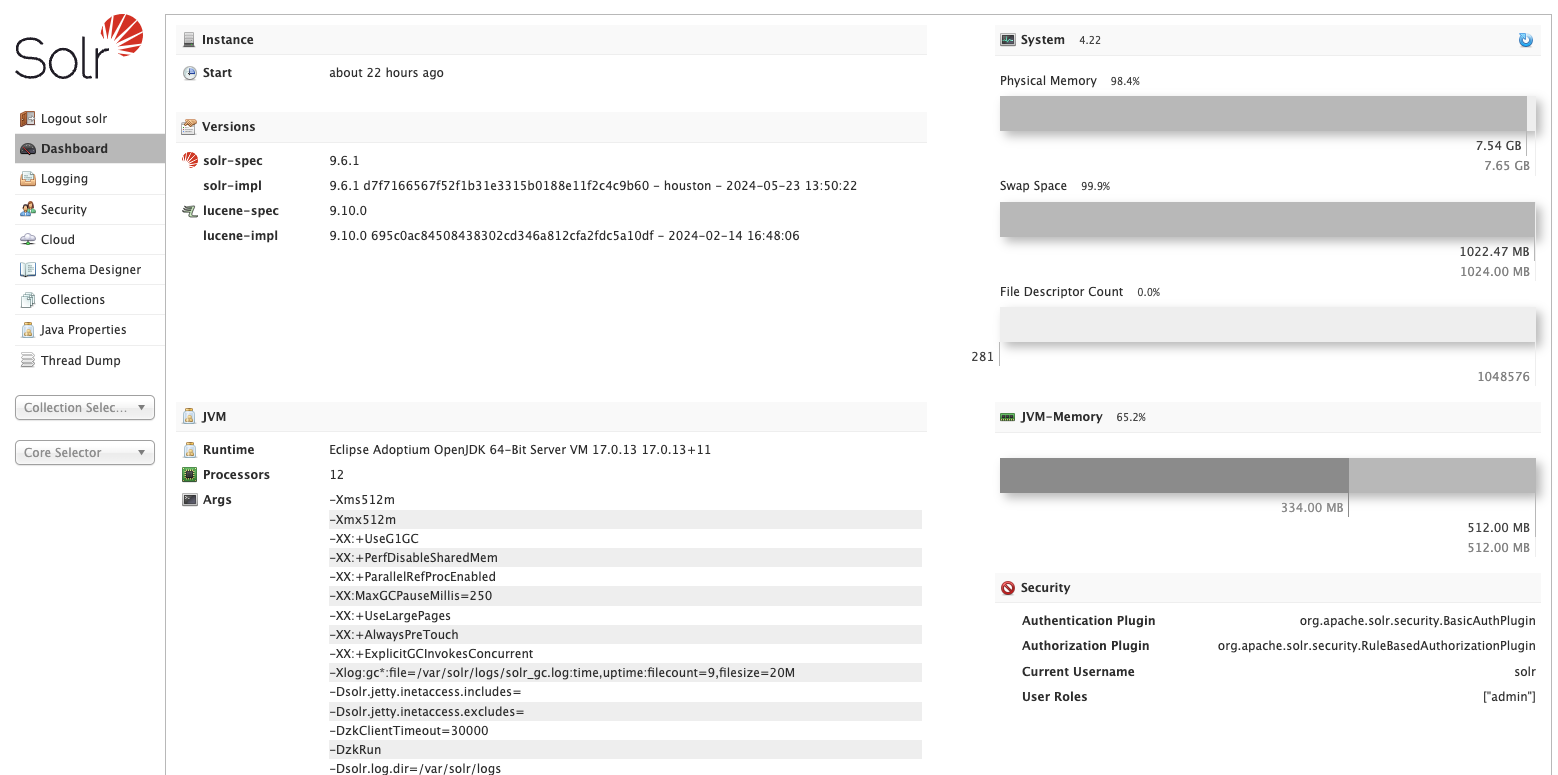 Solr Dashboard