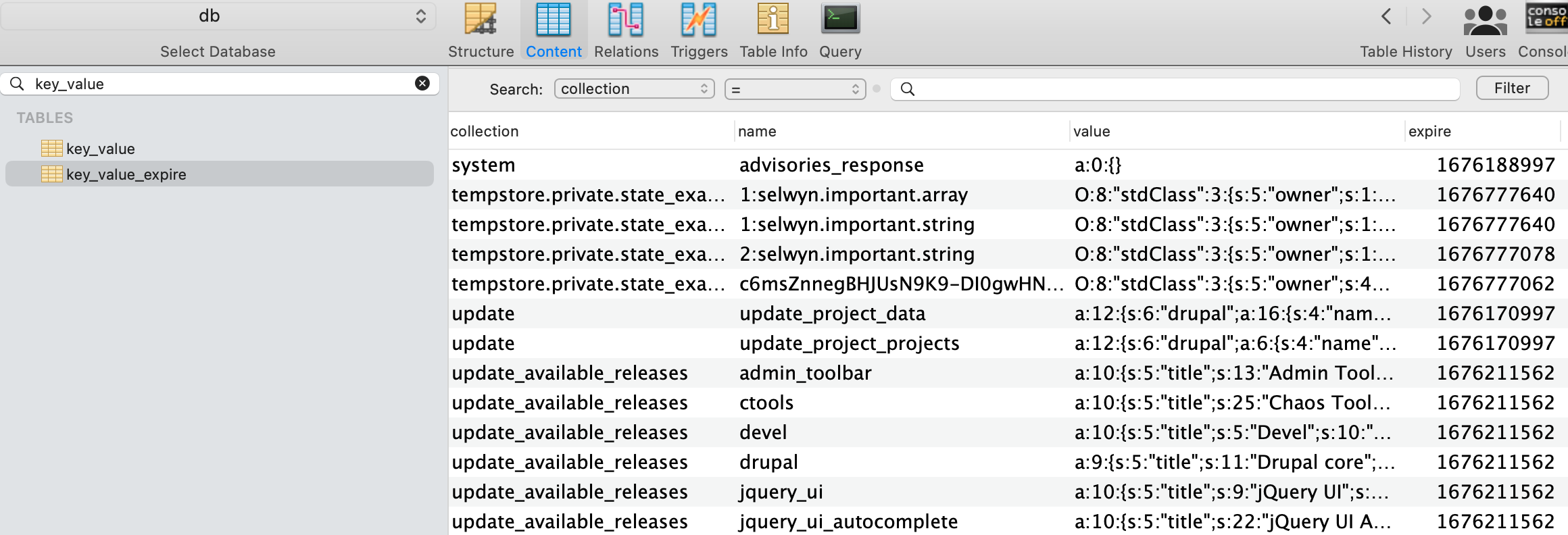 Storing an array via tempstore in the database