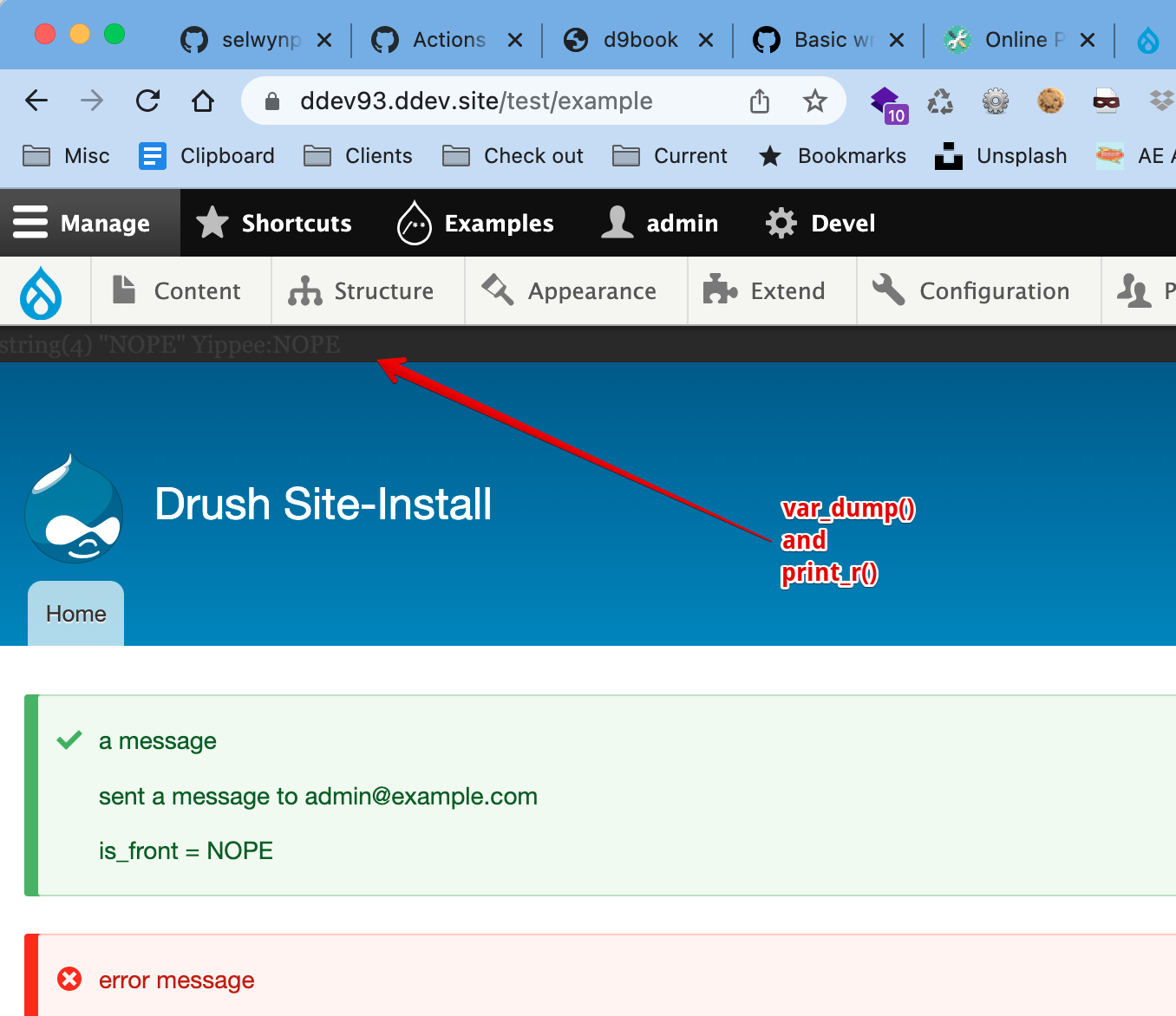 Displaying var_dump in Drupal