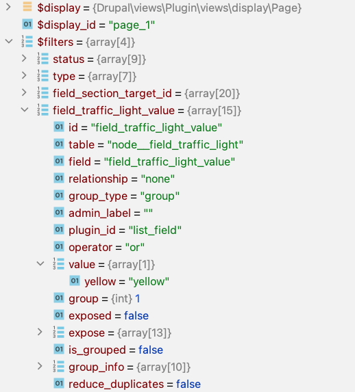 filters array